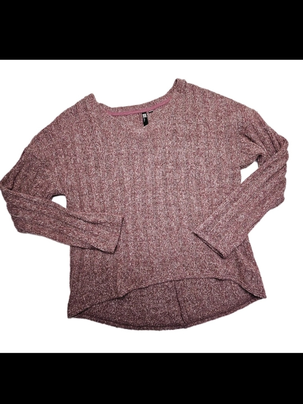 Kut from the Kloth Marled Ribbed Knit Sweater Women’s Med Purple Wine Cozy Soft